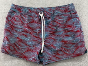 2Xist Swim Trunks Mens Large Blue Red Wave Ibiza 4" Inseam - Picture 1 of 10