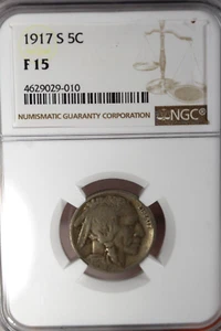 1917-S Buffalo Nickel : NGC F15 - Picture 1 of 4