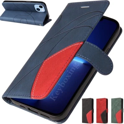 For iPhone 14 Pro Max 13 12 11 XR SE 6 7 8 Wallet Card Holder Leather Case Cover - Image 1 of 4