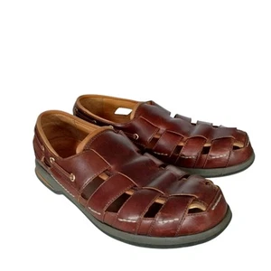 Sperry Top -Sider Gold Cup Mens Leather Fisherman Sandals Deerskin Lining Sz 11M - Picture 1 of 13