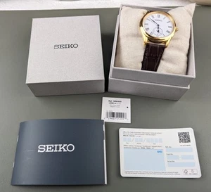 Seiko SRK050P1 weißes Zifferblatt Herren Leder Uhr Quart Top Zustand!! - Bild 1 von 13