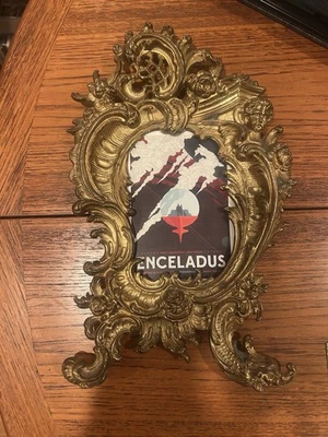  1800s French Gilt Bronze Picture Frame Cherub Rocaille - Image 1 of 4