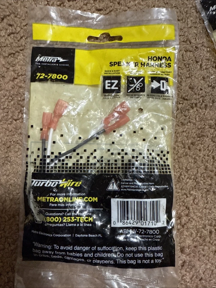 2x cables de arnés de conector de altavoz para 72-7800 1982-up Honda Select Models Foto 1 de 1