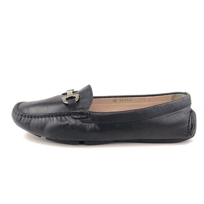 Salvatore Ferragamo Cuero Negro Drivers Gancini Adorno Mujer Talla 7.5 C Foto 1 de 4