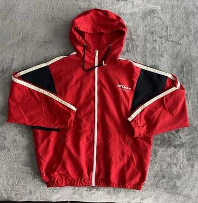 Y2K Vintage Stussy Wear Mens Jacket Hooded Red & Blue Sz M Euc 90’s  - Image 1 of 4
