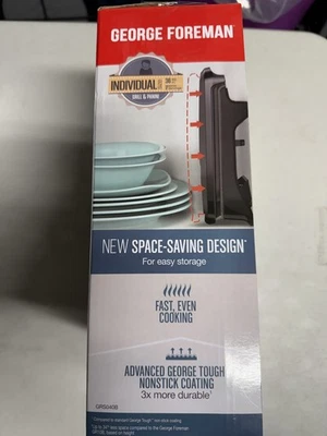 George Foreman Indoor Grill GRS040BC | Non-Stick, Compact, New in Box - Image 1 of 4