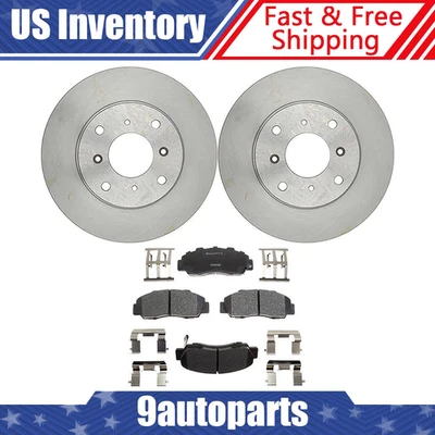 Kit de rotores de freno delanteros + pastillas de cerámica y herrajes para Honda Prelude 1993-1995 Foto 1 de 3