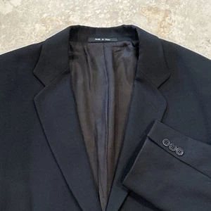 Emporio Armani Blazer Men 52R Black Virgin Wool 2 Button Sport Coat Italy Preppy - Picture 1 of 10