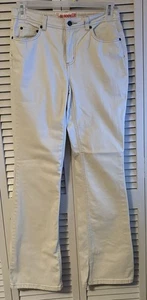 Pantalones de mezclilla para mujer elásticos Bootcut desteñidos Glory talla 8 altos blanco roto/crema - Imagen 1 de 6