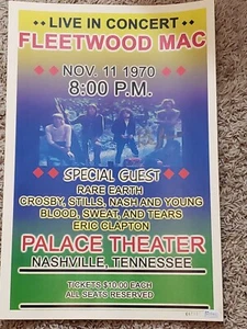 FLEETWOOD MAC SIGNED PETE GREEN 11X17 CONCERT TOUR POSTER☆☆JSA C.O.A.☆☆RARE - Picture 1 of 6