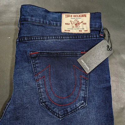 Pantalones de mezclilla rectos relajados True Religion Ricky talla 34x34 40x34 lavado oscuro Foto 1 de 4