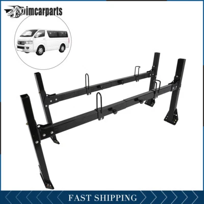 Black 2 Bar Steel Ladder Roof Racks FOR Ford Econoline Van Fullsize crossbars - Image 1 of 4