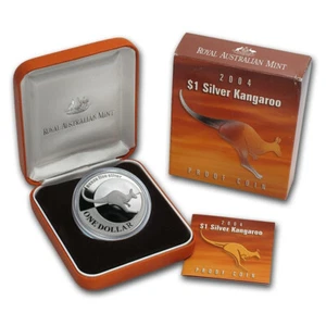 AUSTRALIA 1 Dollar 2004 Silver 1oz. Proof 'Kangaroo' Mint Box & CoA - Picture 1 of 3