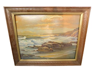 Vintage Mid Century Robert Wood Sunset Shore gerahmter Kunstdruck 16" x 20" - Bild 1 von 16