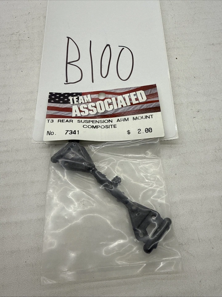 Vintage RC Associated T3 Series Rear Shock Arm Mount Set Plastic Black 7341 - Image 1 of 1