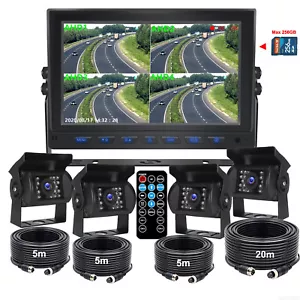 10.1" Quad DVR Monitor w/ 32GB 4x Side Rear View Camera for Truck Trailer RV Bus - Picture 1 of 12