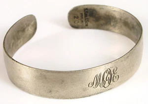 ANTIQUE S KIRK & SON WIDE CUFF BRACELET 20 STERLING SILVER SIGNED SIMPLE SMALL ! - Picture 1 of 3