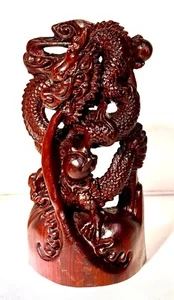 Vintage handgeschnitzte Holz Drachen Skulptur aus Bali - feueratmender Zorn - Bild 1 von 12