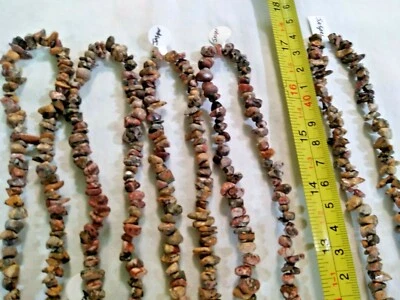 LOT OF  5 STRANDS  PICTURE JASPER   APPROX 35" STRANDS  TUMBLED/ DRILLED  - Image 1 of 4