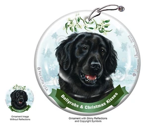 Bellyrubs & Kisses Ornament - Black Flat-Coated Retriever - Picture 1 of 1