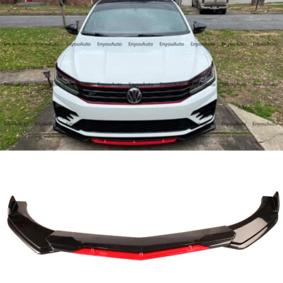 Difusor divisor alerón labial parachoques delantero negro rojo brillante para Volkswagen Jetta Foto 1 de 4
