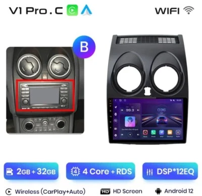 Radio 2 Din Android Para Nissan Qashqai J10 Navi Bluetooth 2/32 Carplay Cámara - Imagen 1 de 4