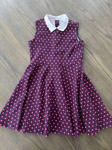 Janie and Jack Girls Size 8 Navy w/ Red Flowers dress sleeveless button closure