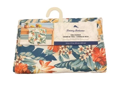 Tommy Bahama Table Runner Hibiscus Floral Tropical *3H - Image 1 of 4
