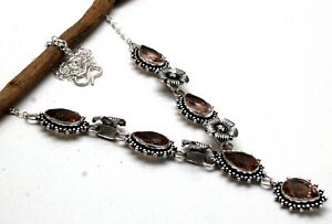 925 Sterling Silver Morganite Gemstone Handmade Jewelry Necklace S-17-18"