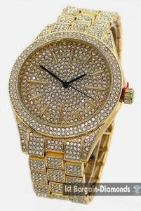 Mens 43 mm Gold CZ Ice Out Clubbing Watch/Case/6 Bracelet Links Up to 8" Wrists - Picture 1 of 14