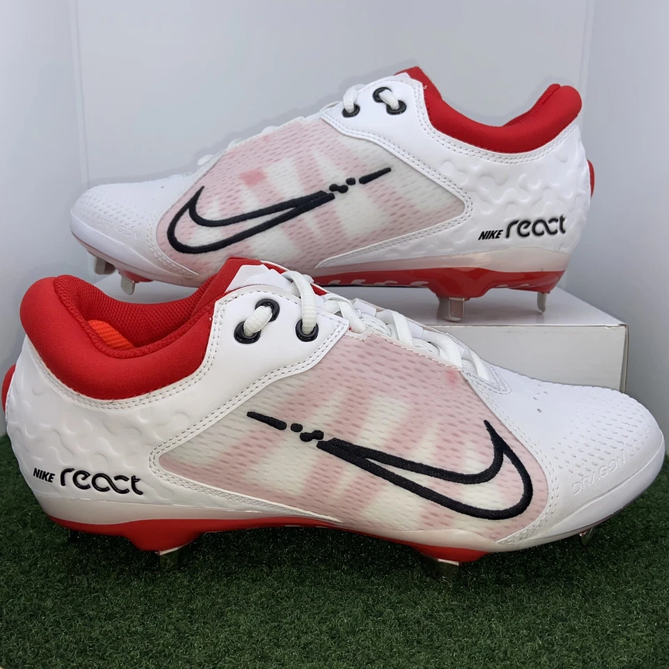 Botines de softbol para mujer Nike Hyperdiamond 4 Elite talla 9,5 blancos rojos React CZ591 Foto 1 de 4