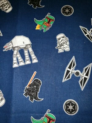 100% Cotton Disney Star Wars Chibi (Darth Vader/Boba Fett) Camelot Fabric 1/4Y - Image 1 of 2