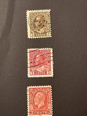 Canada King George V 1911-1932 3c  Stamps 3 PCs Used - Image 1 of 4