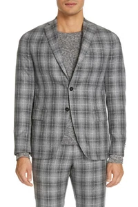 Eidos Napoli Deven Trim Fit Plaid Cotton/Wool/Silk Blend Sport Coat, 50R, $1,295 - Picture 1 of 2