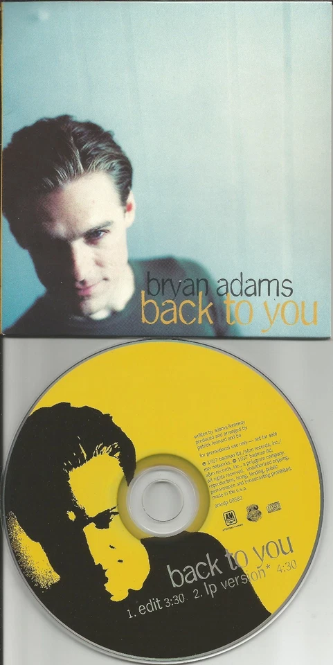 BRYAN ADAMS Back to you w/ RARE EDIT PROMO DJ CD single 1997 USA AMCDP00582 — 第 1/1 张图片