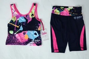 Girls 2 Piece Justice Multicolor Sleeveless Tank Bike Short Activewear Set Sz S - Picture 1 of 3