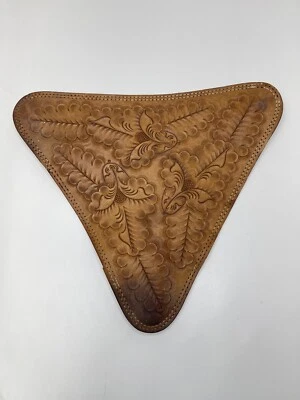 Trípode de cuero mecanizado a mano taburete asiento silla 16 pulgadas vintage floral hecho a mano Foto 1 de 4