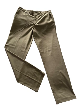 Vestido o pantalones informales Van Heusen 34x34 marrón tostado cintura recta flexible para hombre Foto 1 de 4