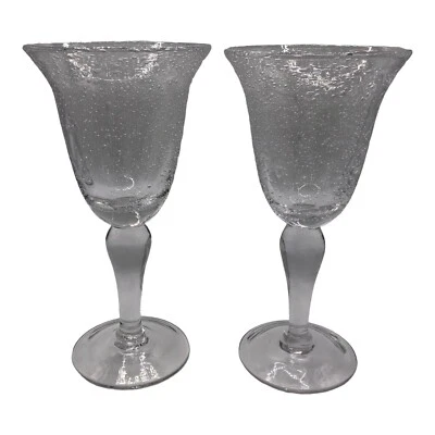 Juego de 2 copas de agua con semillas de burbujas copas de vino transparentes Artland sopladas a mano Foto 1 de 4