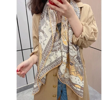 New High Luxury! 30% Silk & 70% Wool Hand Rolled Edges Wrap Scarf Shawl 53'- - Image 1 of 4