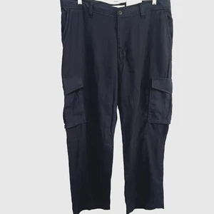 Old Navy Surplus Men's Blue Cargo Khaki Pants Straight Leg Linen Size 38x31 NWT - Picture 1 of 13
