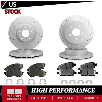 Rotores de freno de disco perforados delanteros traseros + pastillas de cerámica para INFINITI M35h M56 QX70 Foto 1 de 4