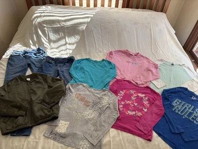 Girls Size 10/12 Jeans, Jacket, Long Sleeve Shirts 9 Pieces - Image 1 of 4