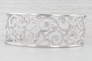 Diamante Adorno Calado Puño Pulsera Plata de Ley 7" 25.8mm Tendencia - Imagen 1 de 8
