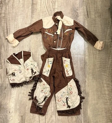 VINTAGE WALLS OF TEXAS  Cotton COWBOY COSTUME OUTFIT size 3 with fringe - Image 1 of 4