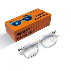 Smart AI Glasses White Anti-Blue Light Translation 100+ Languages Call Music BT - Picture 1 of 10