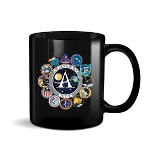 NASA Apollo Programm Mission Logos 11 Unzen schwarz UVDTF Becher - Bild 1 von 2