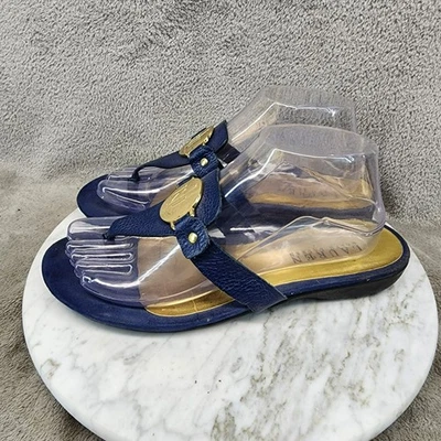 Ralph Lauren Zapatos Mujer Talla 7 Kalana Azul Marino Cuero Tanga Sandalias *EXCELENTE ESTADO* Foto 1 de 4