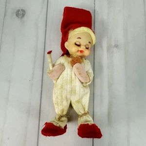 Vintage 1950's Felt Sleeping Pixie Elf Holding A Candle Christmas Decoration - Picture 1 of 8