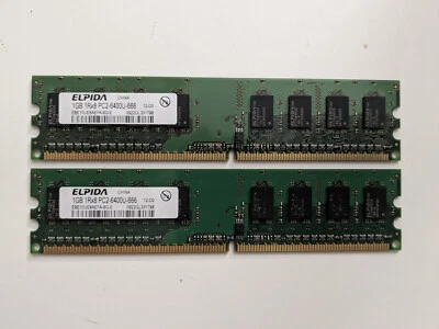 COPPIA RAM ELPIDA DDR2 1GB 1RX8 PC2-6400U-666 EBE10UE8AEFA-8G-E 0922GL331798 2GB - Immagine 1 di 2